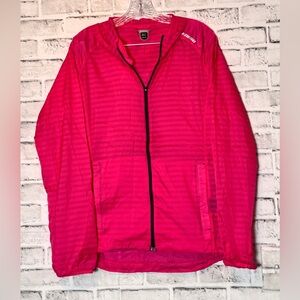Karhu Fuchsia Hooded Jacket size‎ large bright pink hooded pocket warm up jacket